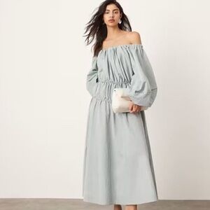 NWT ASOS EDITION bardot midi dress with balloon sleeves 8